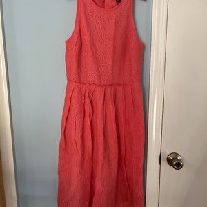 Ann Taylor Pink Eyelet Midi Dress